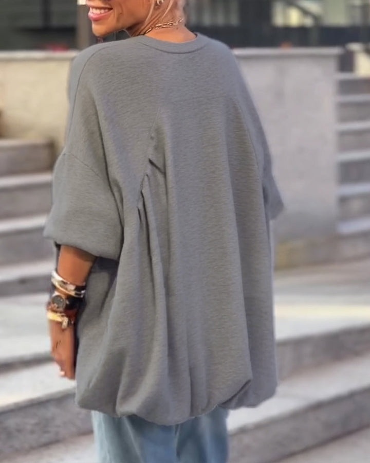 Loose Asymmetrical Solid Color Top
