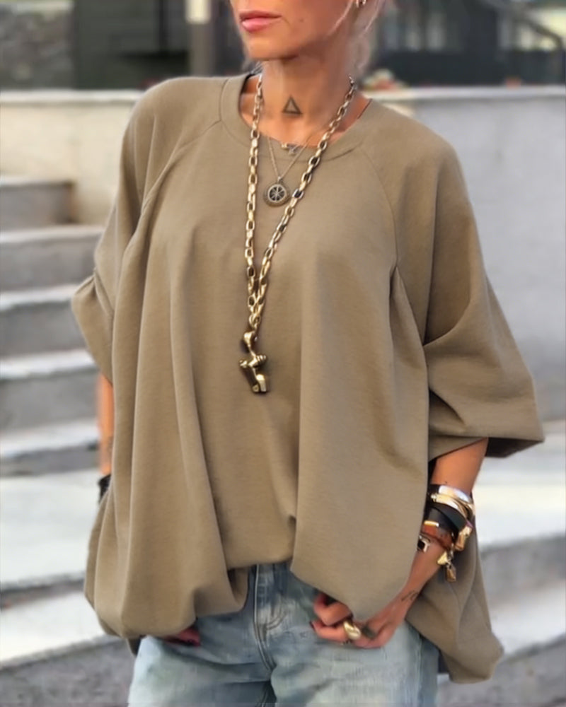Loose Asymmetrical Solid Color Top