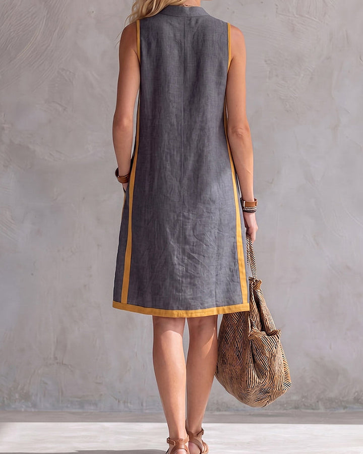 Contrast Trim Sleeveless Dress