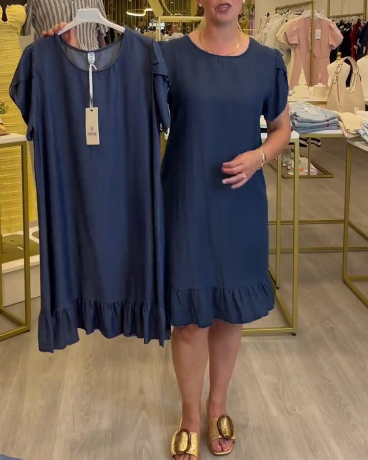 Casual Ruffled Denim Dress
