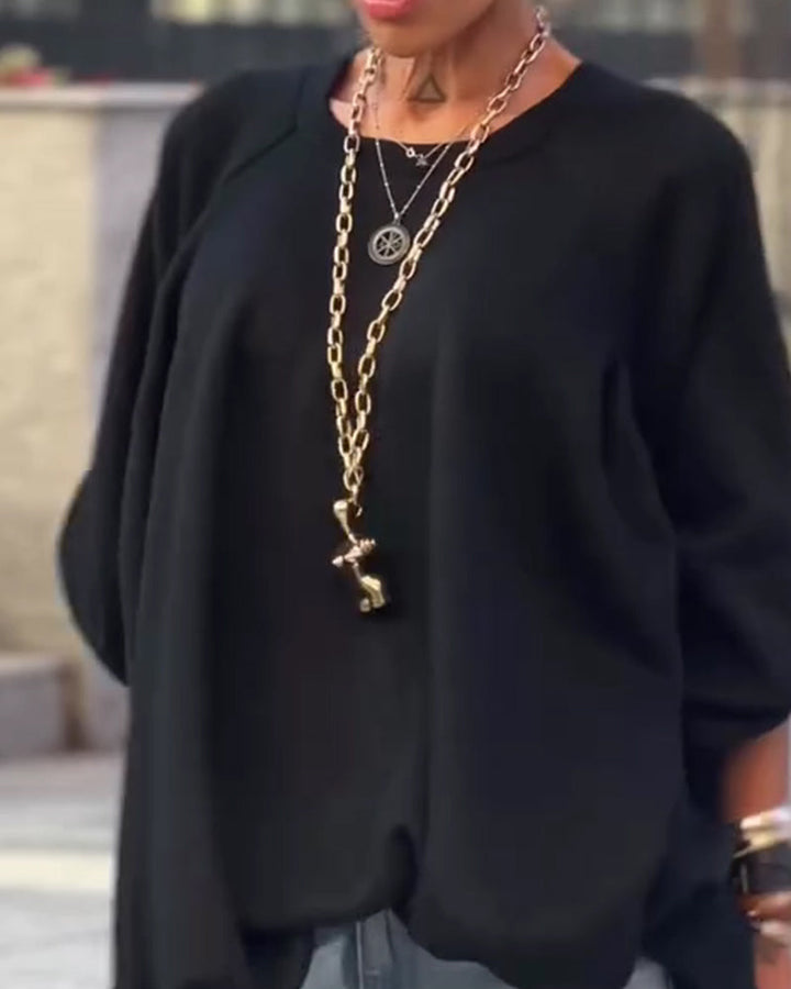 Loose Asymmetrical Solid Color Top