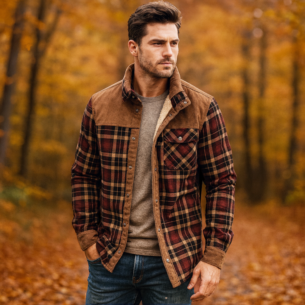 Buffalo Ridge Sherpa-Lined Flannel & Corduroy Jacket
