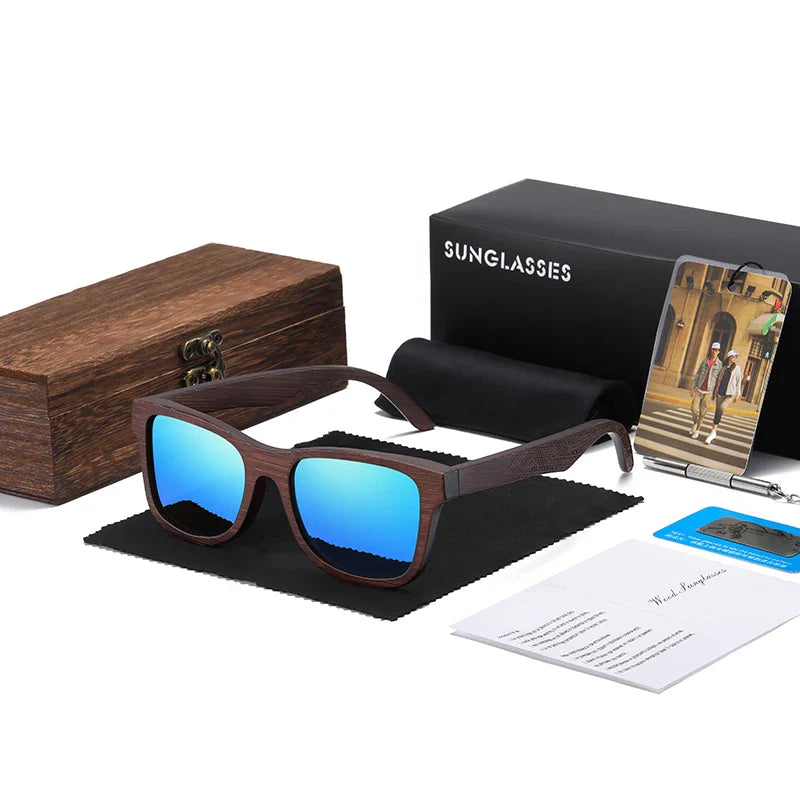 Wooden Rectangular Sunglasses