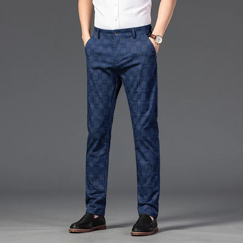 Plaid Stretch Dress Pants
