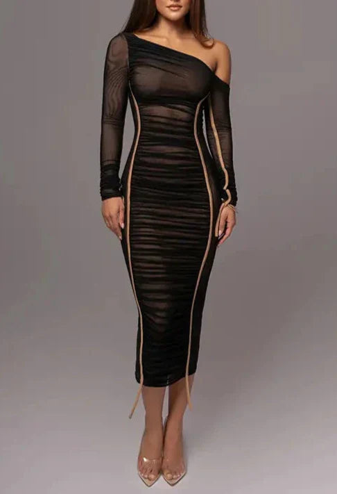 Amelie | Off-Shoulder Layered Midi Dress