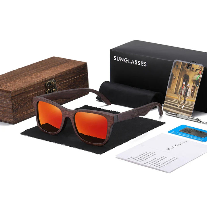 Wooden Rectangular Sunglasses