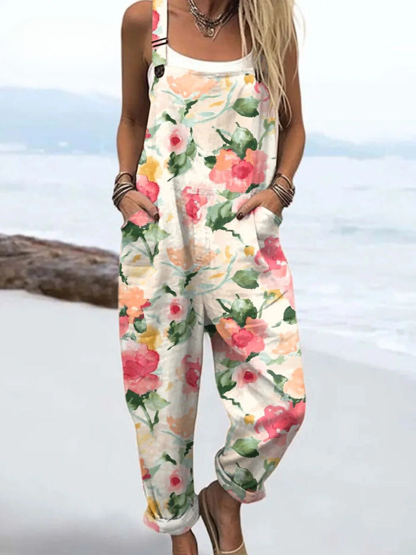 Women’s Vintage Floral Jumpsuit - Effortless Style and All-Day Comfort
