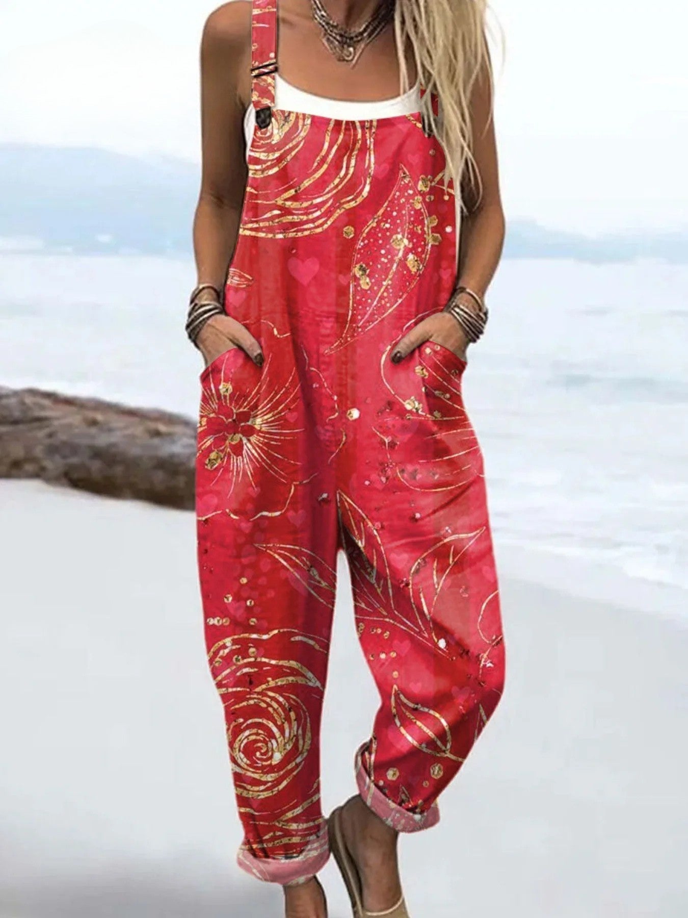 Women’s Vintage Floral Jumpsuit - Effortless Style and All-Day Comfort