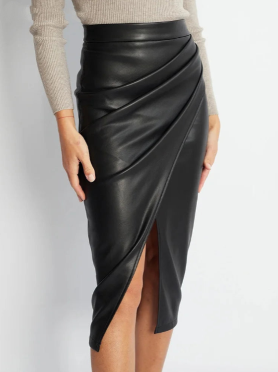 Overlayed Vegan Leather Skirt
