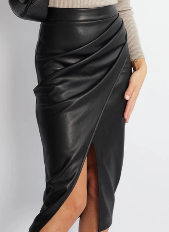 Overlayed Vegan Leather Skirt
