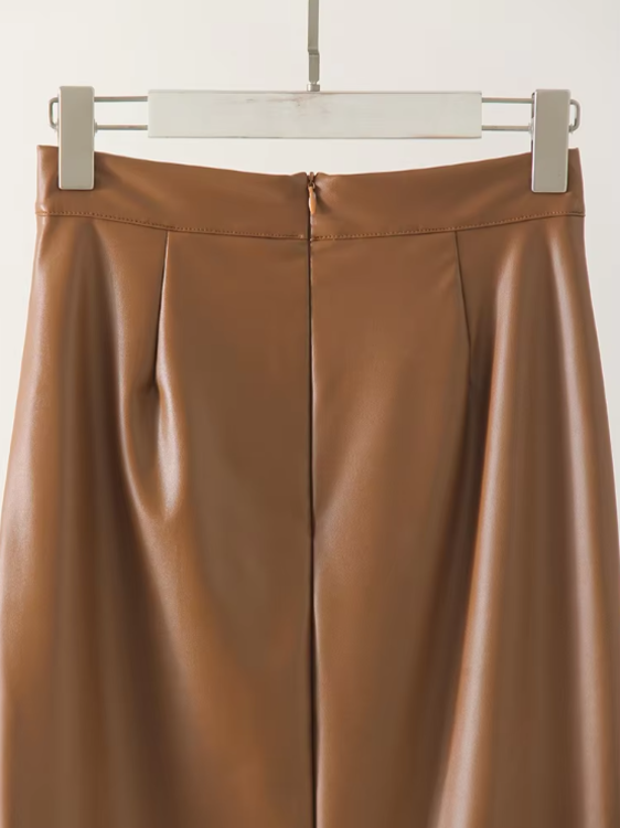 Overlayed Vegan Leather Skirt