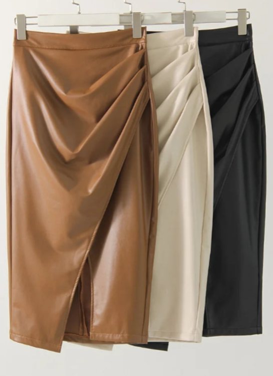 Overlayed Vegan Leather Skirt