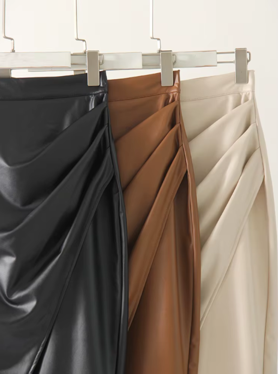 Overlayed Vegan Leather Skirt