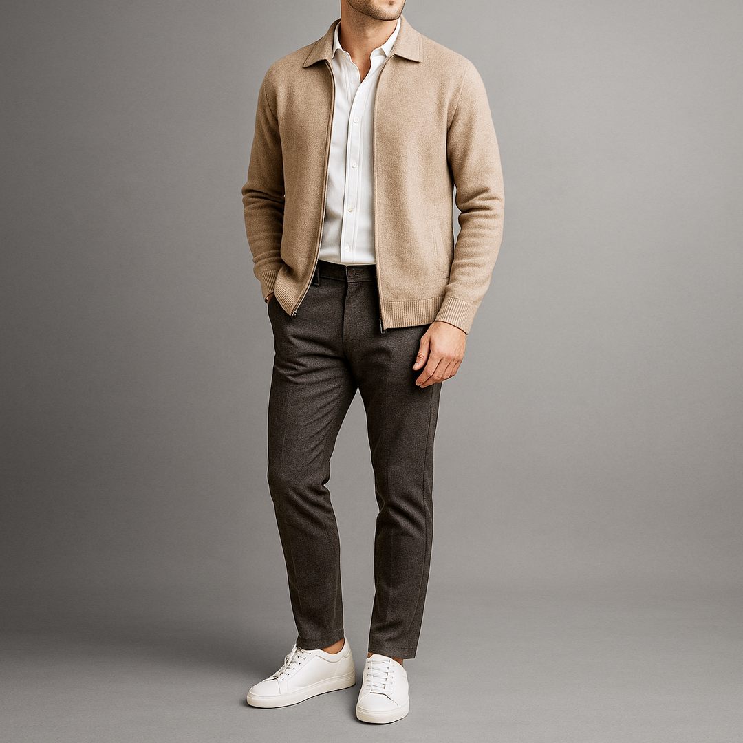 Marcello Merino Wool Full-Zip Cardigan