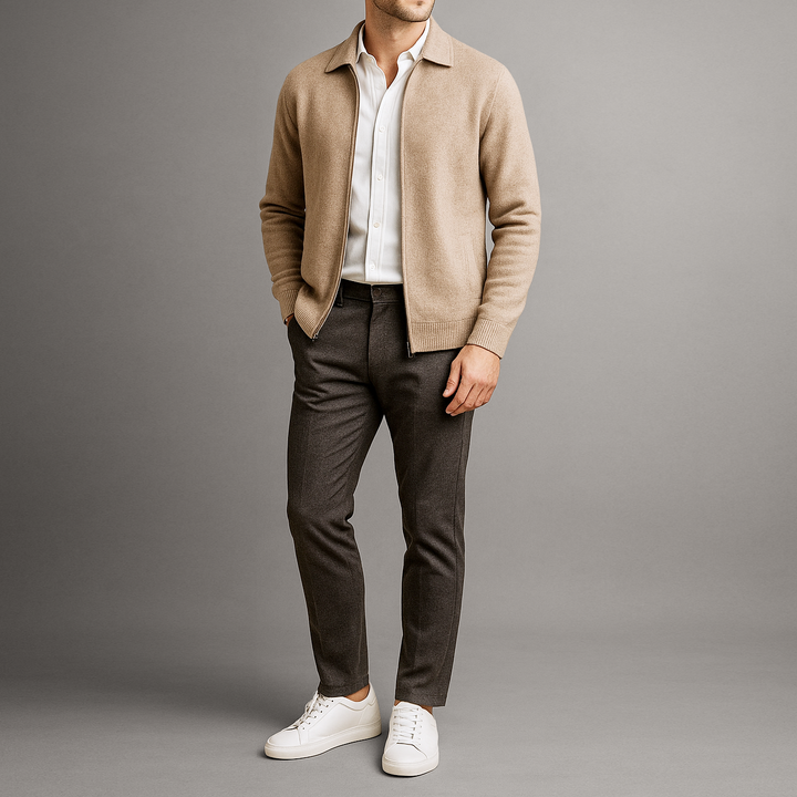 Marcello Merino Wool Full-Zip Cardigan
