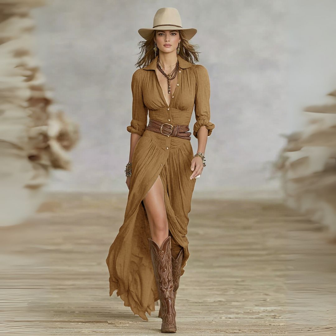 Harlow | Elegant Belted Shirt Dress