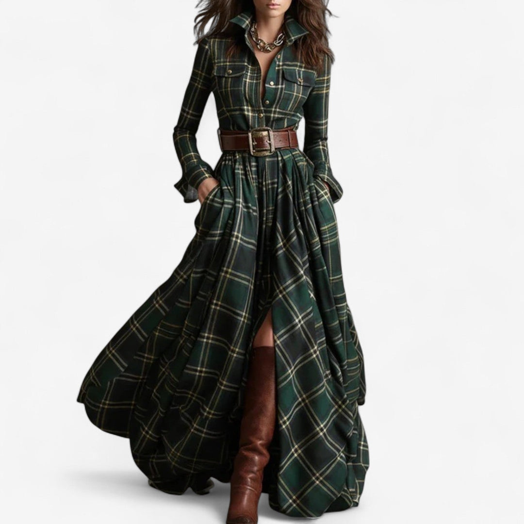 Adeline | Timeless Check Maxi Dress