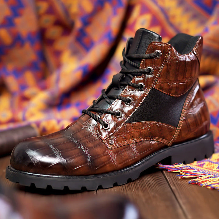 Eliza© Rendell | Leather Croco Ankle Boots