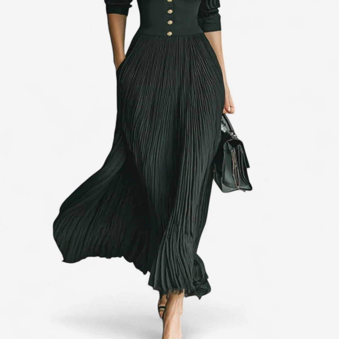 Carina | Pleated Silk Maxi Dress