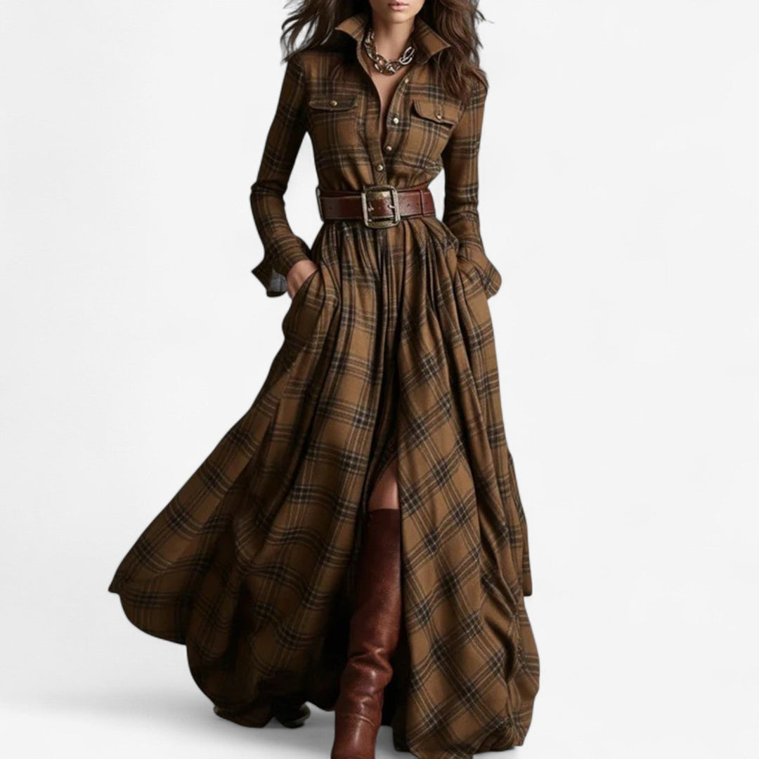 Adeline | Timeless Check Maxi Dress