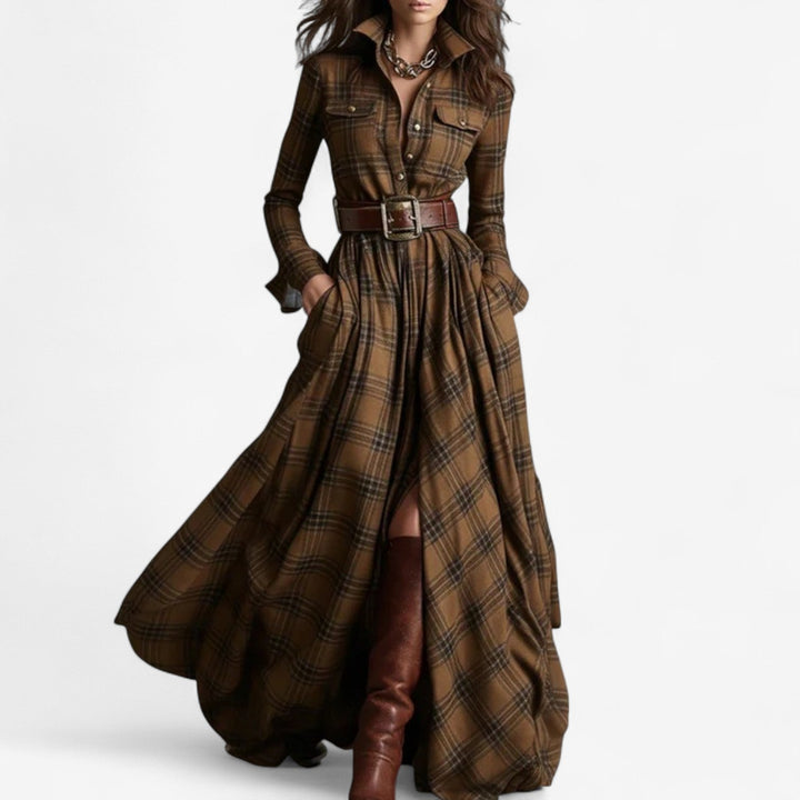 Adeline | Timeless Check Maxi Dress