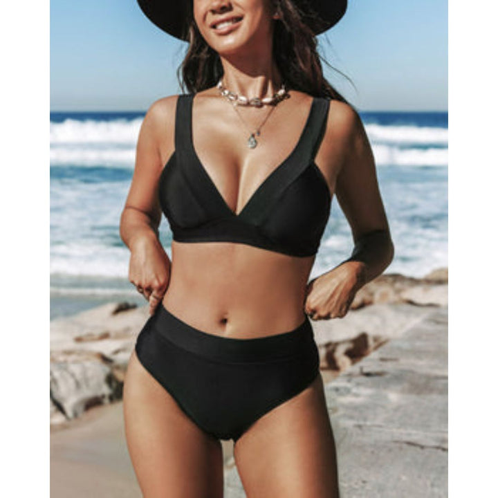 Hilde - Stylish Solid Color High-Waisted Swimsuit for a Stunning Look