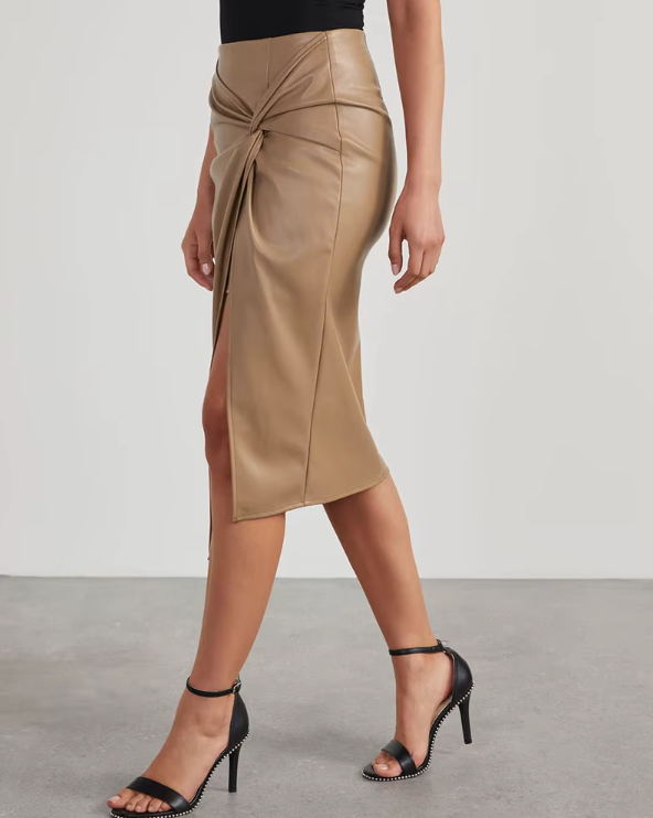 Modena Curve Leather Skirt