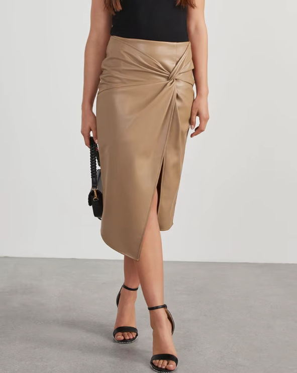 Modena Curve Leather Skirt