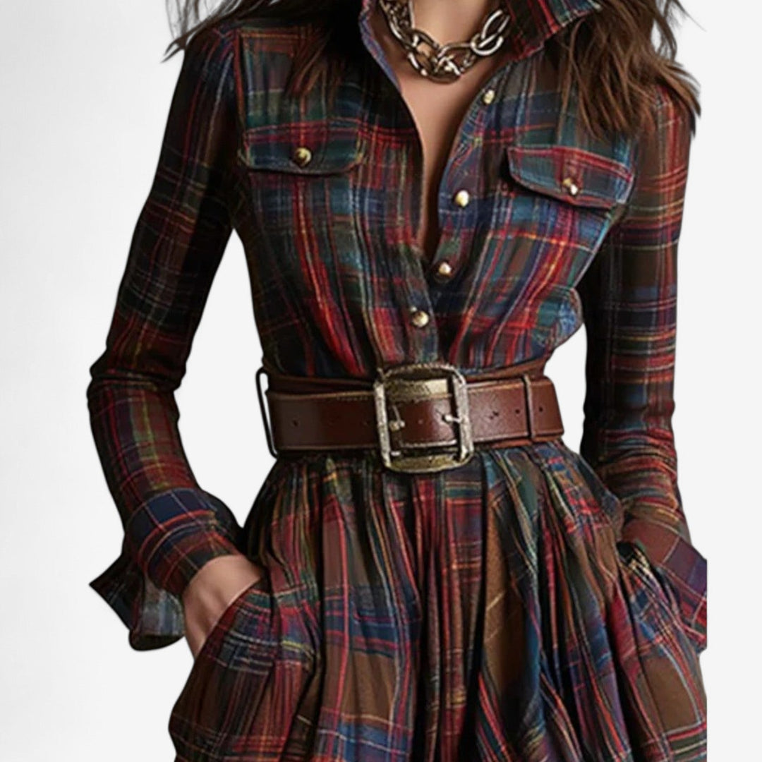 Adeline | Timeless Check Maxi Dress