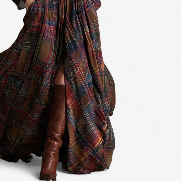 Adeline | Timeless Check Maxi Dress