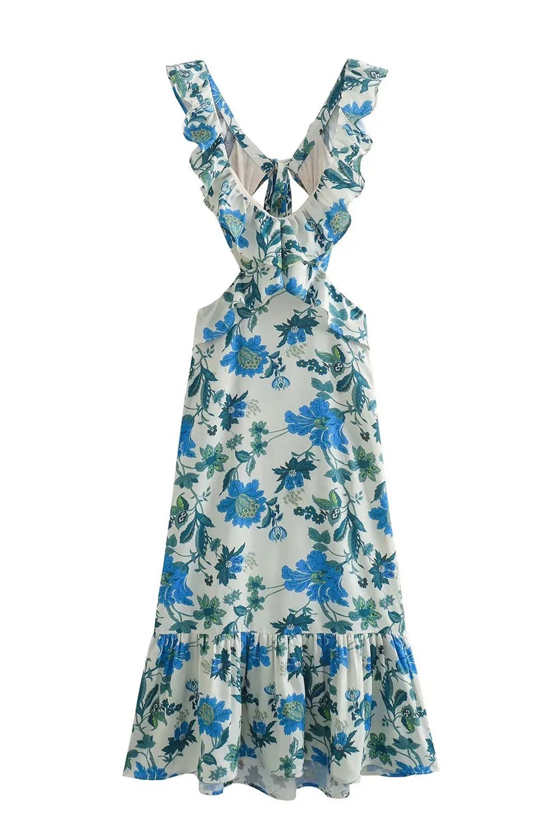 Aria | Floral Ruffle Midi Dress