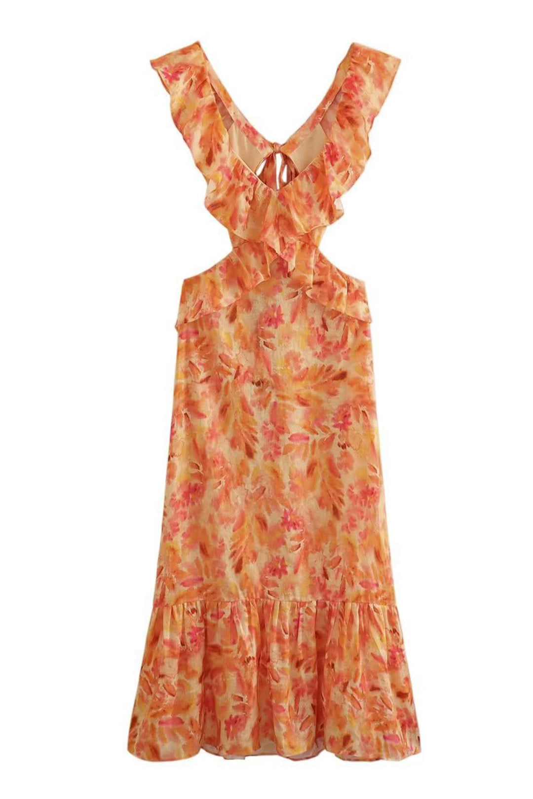Aria | Floral Ruffle Midi Dress