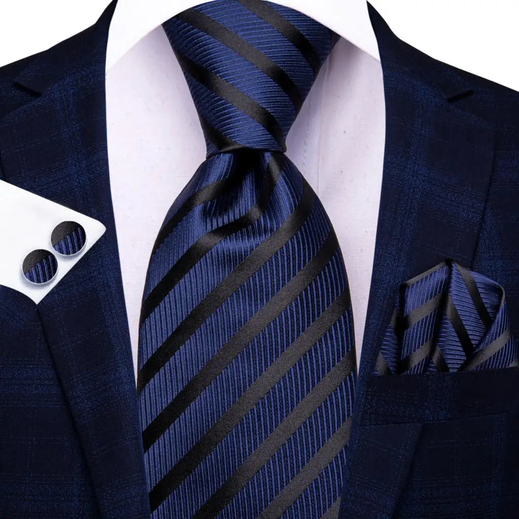 Classic Blue Stripe – 3-Piece Tie Set