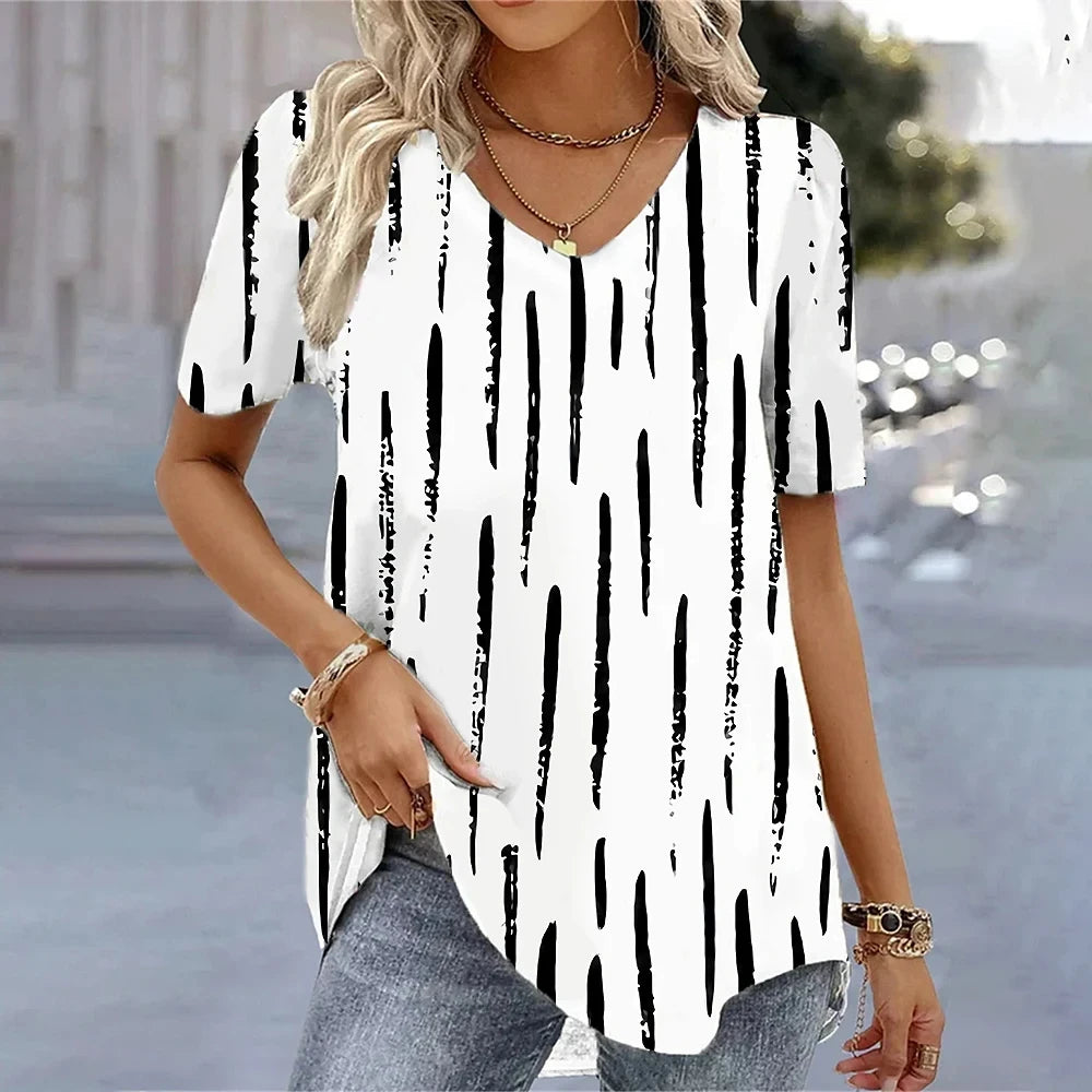Women's Floral V-Neck Relaxed Fit Everyday Blouse