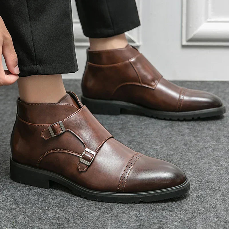 Eliza© Darell | Leather Ankle Boots with Double Monk Strap