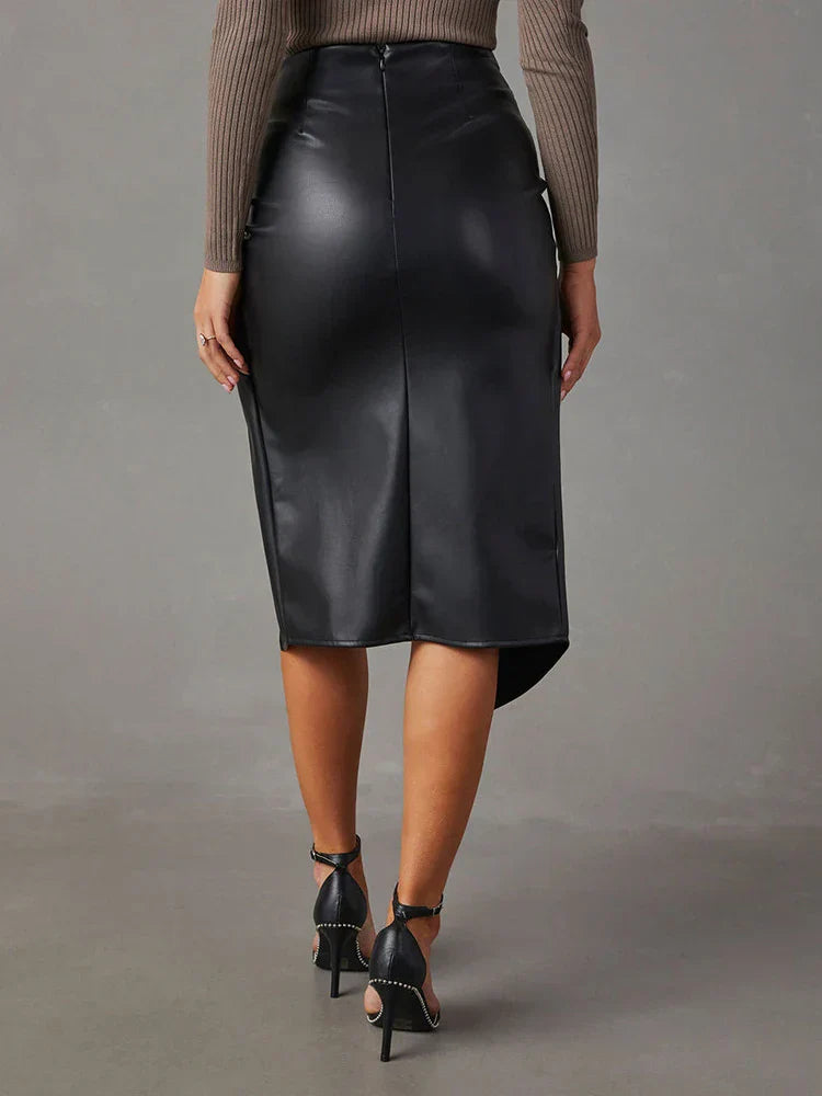Modena Curve Leather Skirt