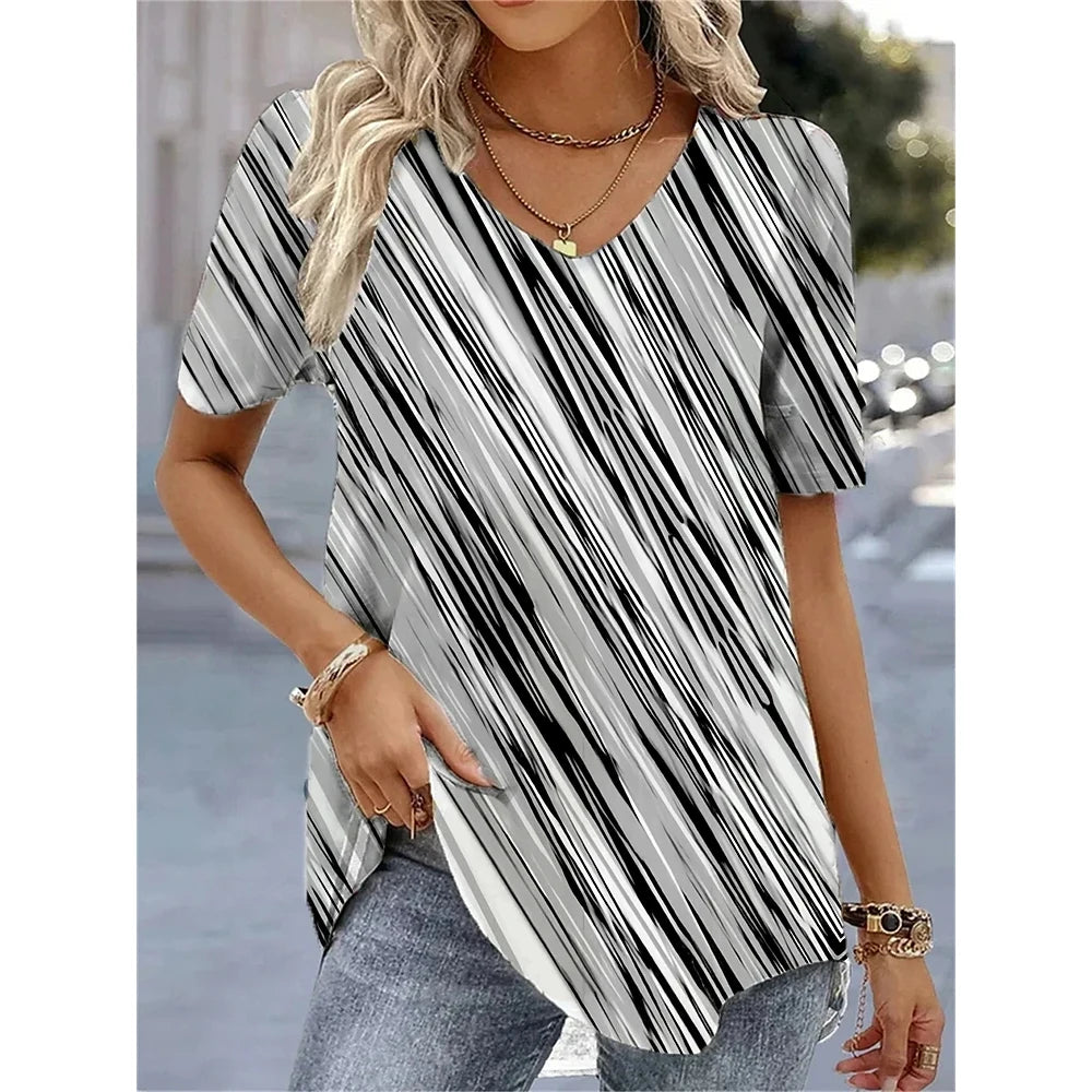 Women's Floral V-Neck Relaxed Fit Everyday Blouse