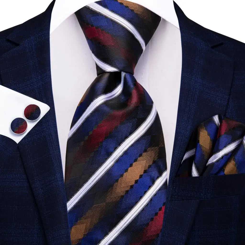 Classic Blue Stripe – 3-Piece Tie Set