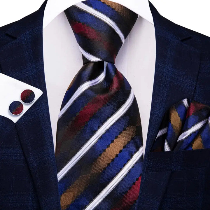 Classic Blue Stripe – 3-Piece Tie Set