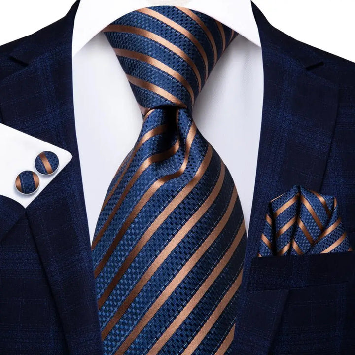 Refined Blue Stripe – 3-Piece Tie Set