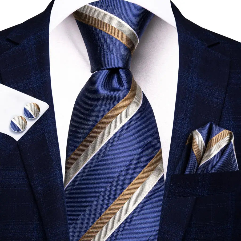 Refined Blue Stripe – 3-Piece Tie Set