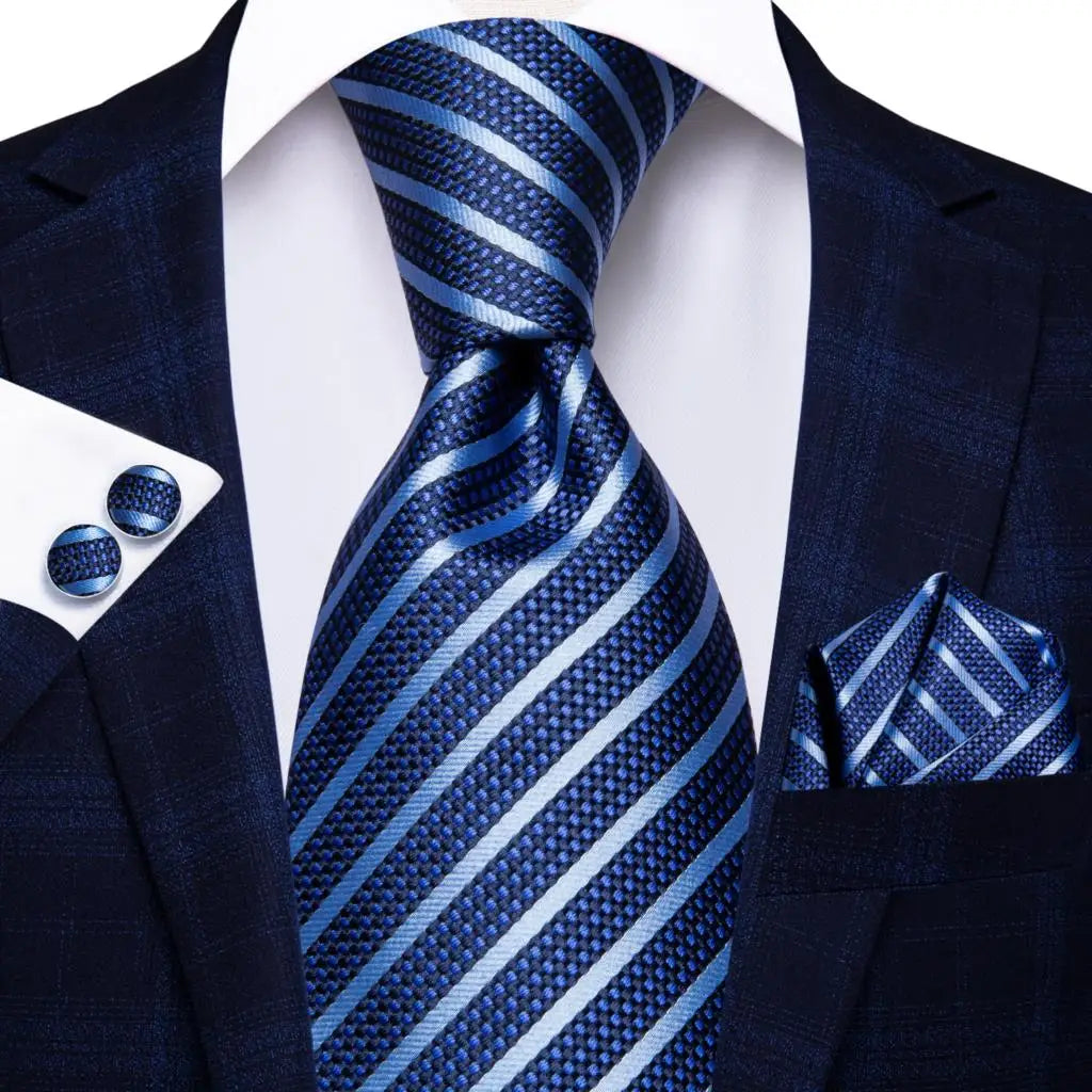 Refined Blue Stripe – 3-Piece Tie Set