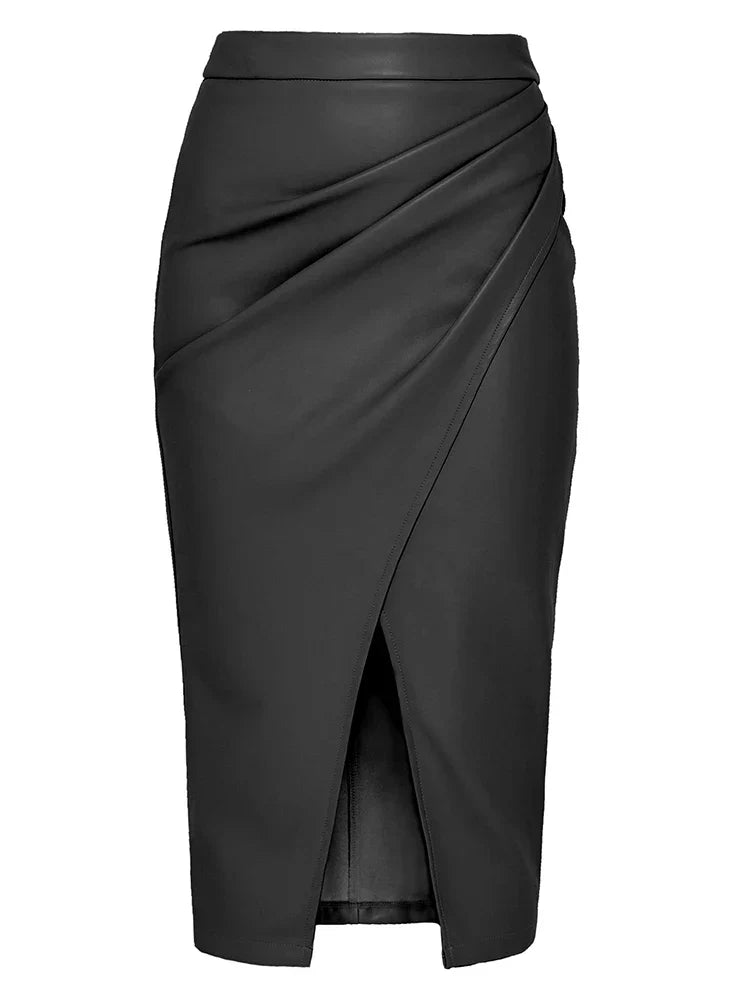 Overlayed Vegan Leather Skirt