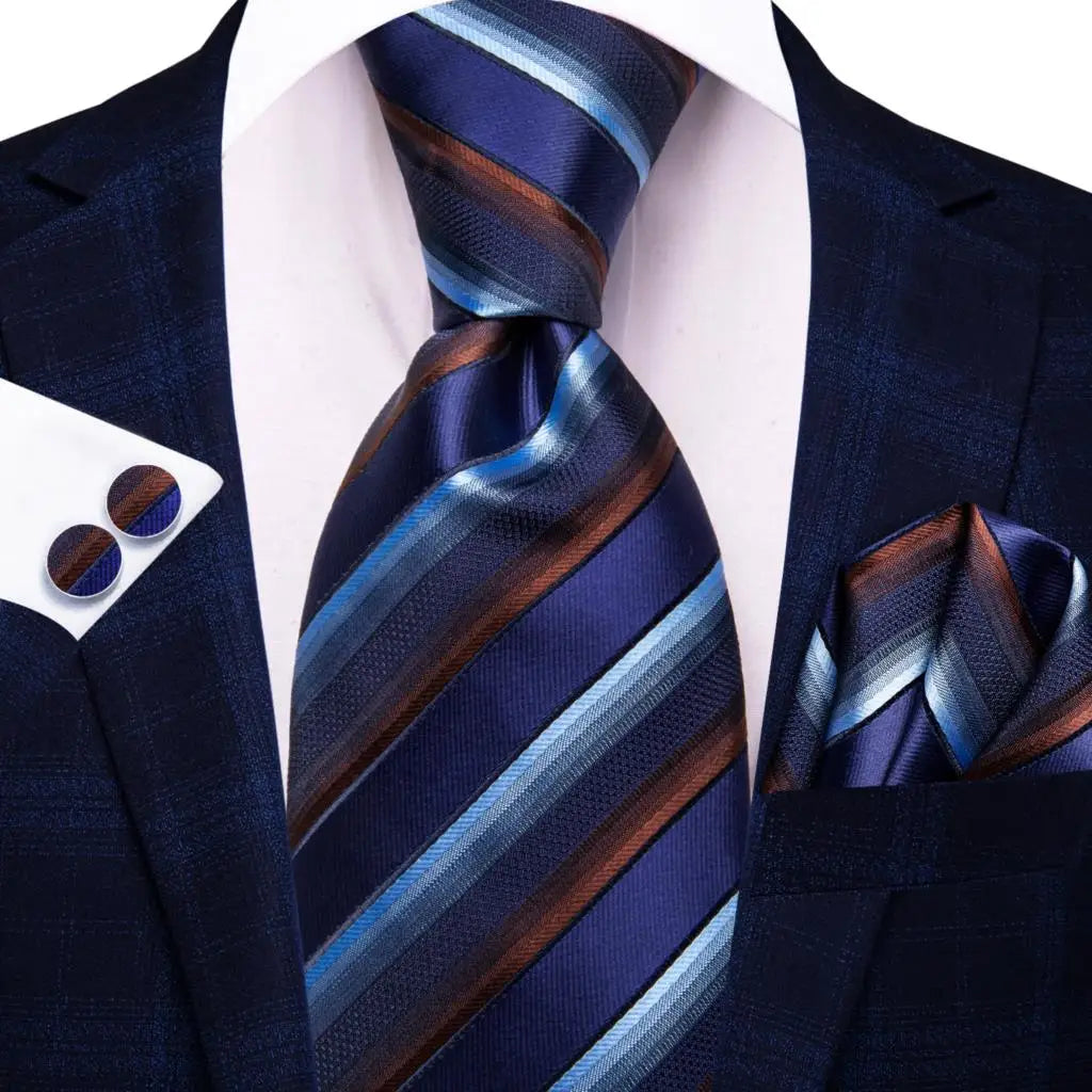 Refined Blue Stripe – 3-Piece Tie Set