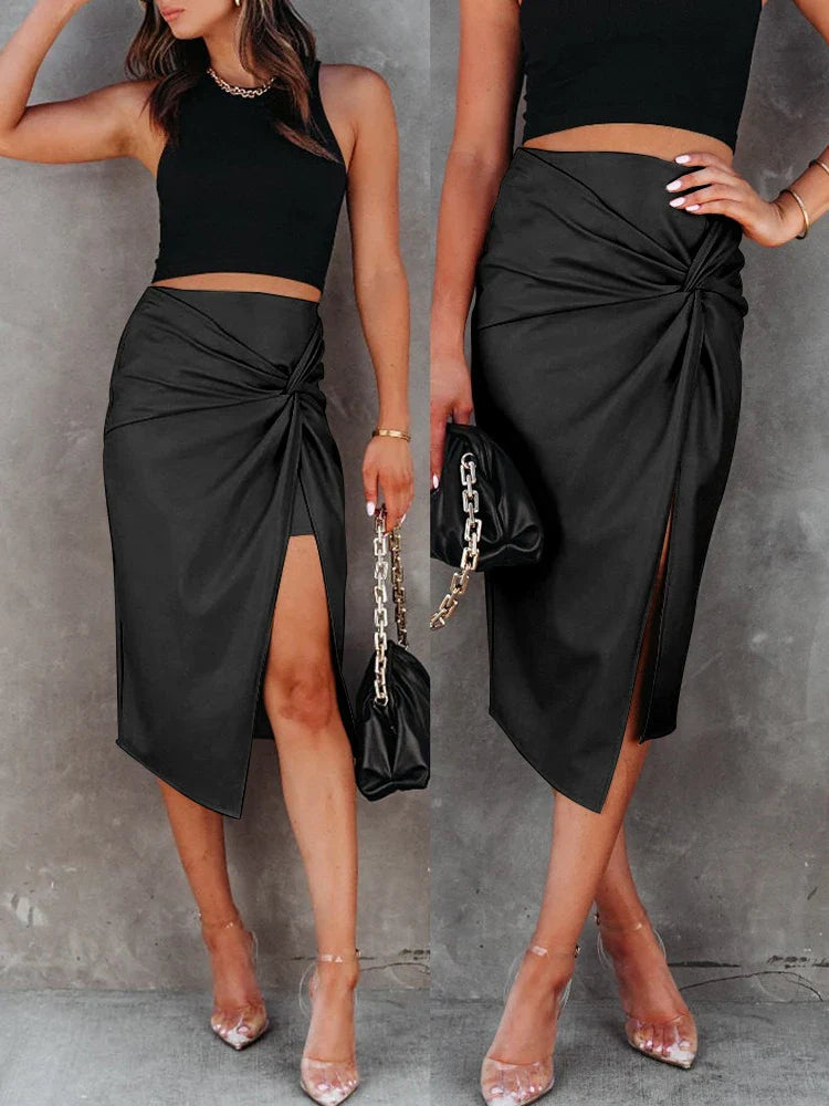 Modena Curve Leather Skirt