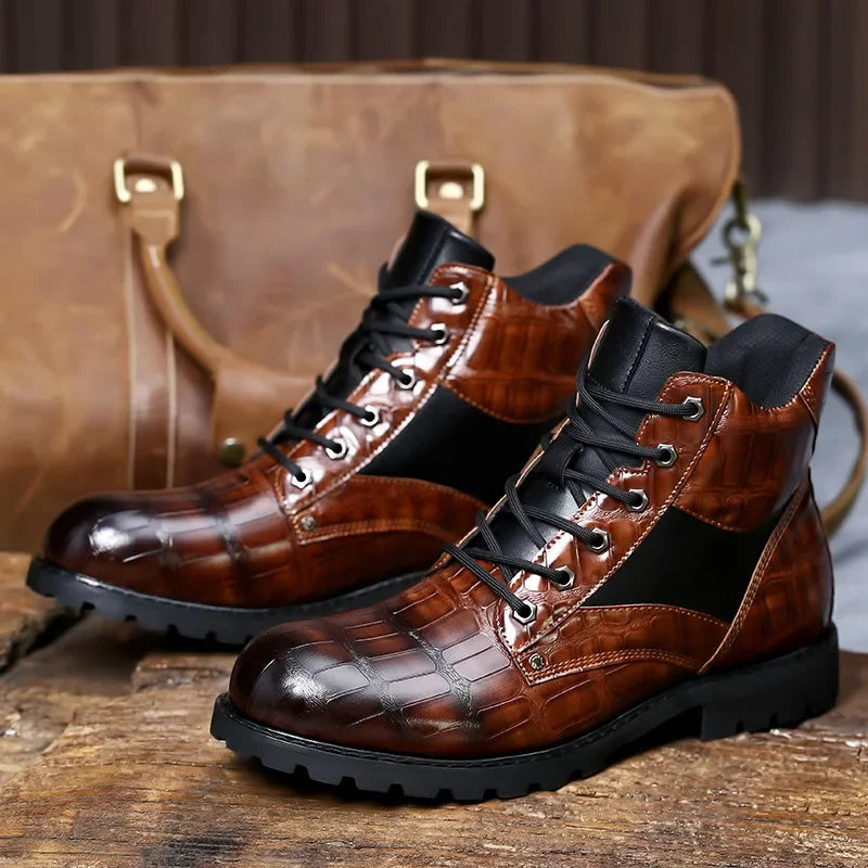 Eliza© Rendell | Leather Croco Ankle Boots
