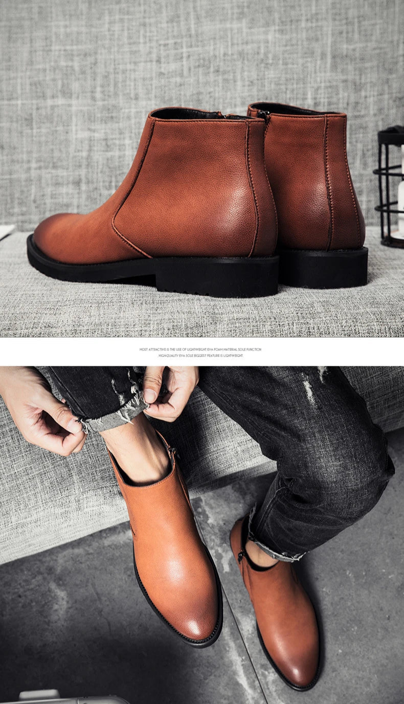 ERIK™ | SPRING LEATHER ANKLE BOOTS FOR MEN - Eliza©