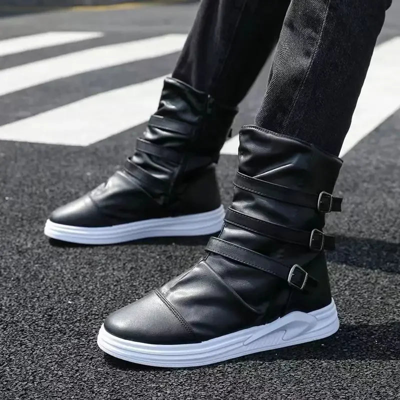 AXEL™ | Leather Ankle Boots with Zipper and Metal Buckle - Eliza©