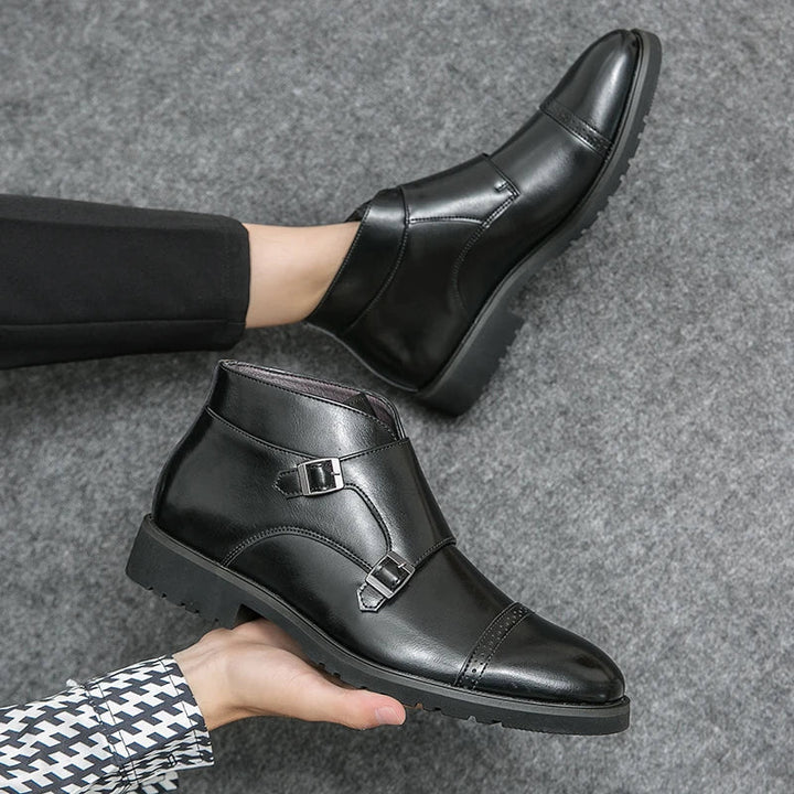Eliza© Darell | Leather Ankle Boots with Double Monk Strap