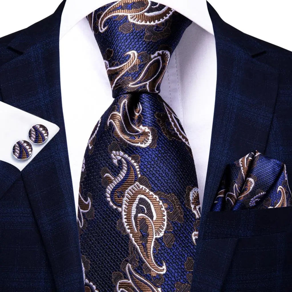 Baroque Blue Silk – 3-Piece Tie Set